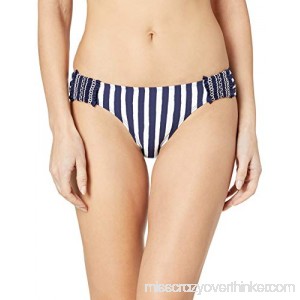 Anne Cole Women's Tab Side Bikini Swim Bottom Don’t Smock Me Navy White Stripe B07K4BFKG8